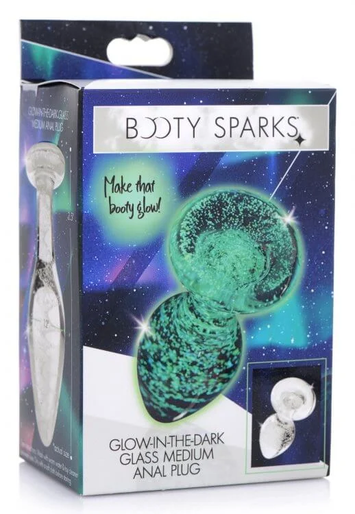 Booty Sparks Glow In The Dark Glass Anal Plug - Medium | Glow Up Your Backdoor Play