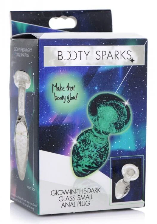 Booty Sparks Glow In The Dark Glass Anal Plug Small