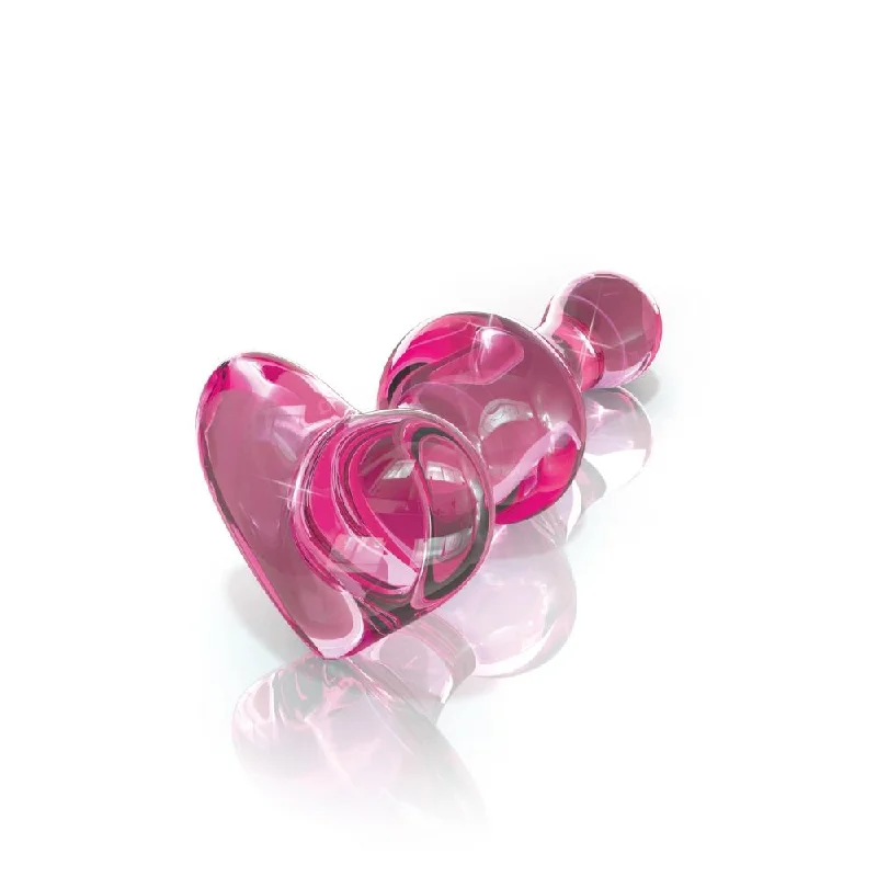 Icicles No. 75 Pink Glass Anal Plug With Heart Shaped Base