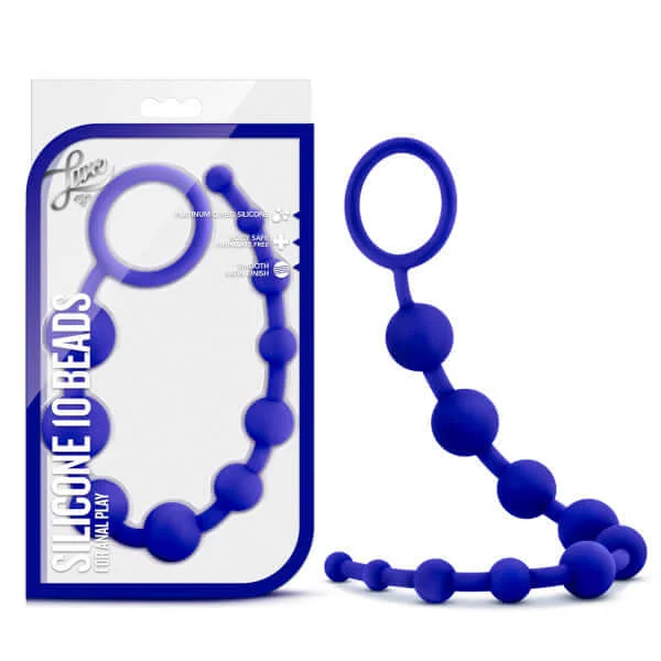 Experience Ultimate Comfort and Anal Training with Luxe Silicone 10 Beads in Indigo Blue