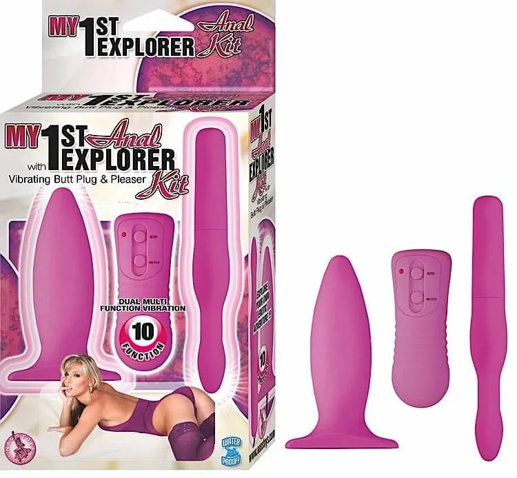 My 1st Anal Explorer Vibrating Butt Plug and Pleaser Kit Pink