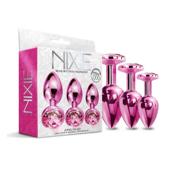 Nixie Metal Plug Trainer Set Pink Metallic 3 Graduated Butt Plugs