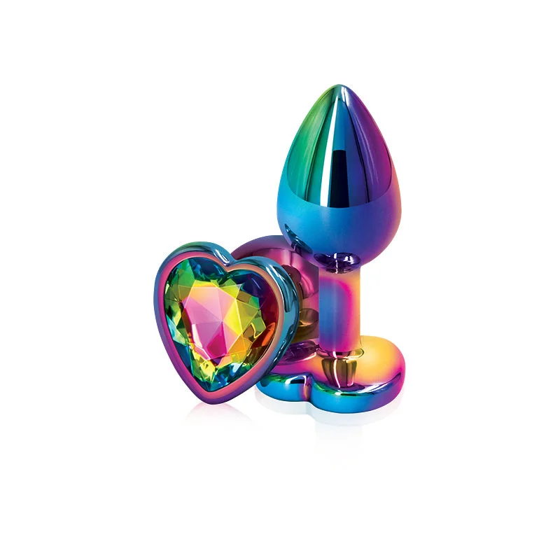 Rear Assets Multicolor Heart Plug - Small, Rainbow