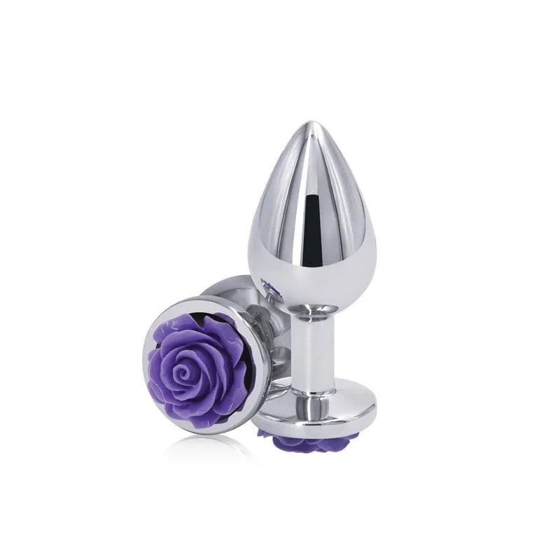 Rear Assets Rose Butt Plug - Medium, Purple