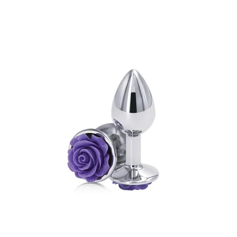 Rear Assets Rose Butt Plug - Small, Purple