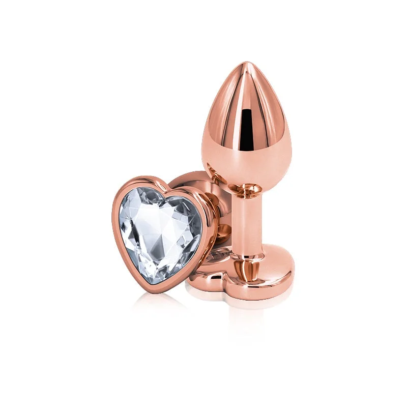 Rear Assets Rose Gold + Gem Heart Anal Plug by NS