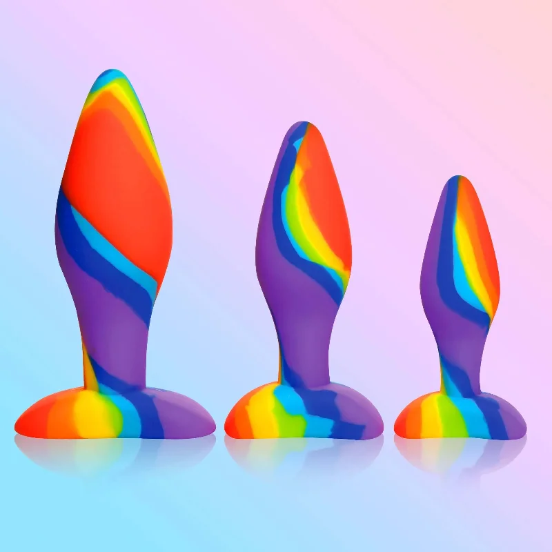 Simply Sweet Rainbow Silicone Butt Plug Set - Firm Flexibility, Soft Silicone, Hypoallergenic