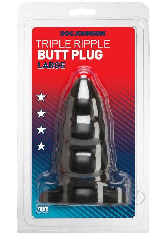 Large Triple Ripple Butt Plug in Black - Unique Shape for Sensational Anal Adventures